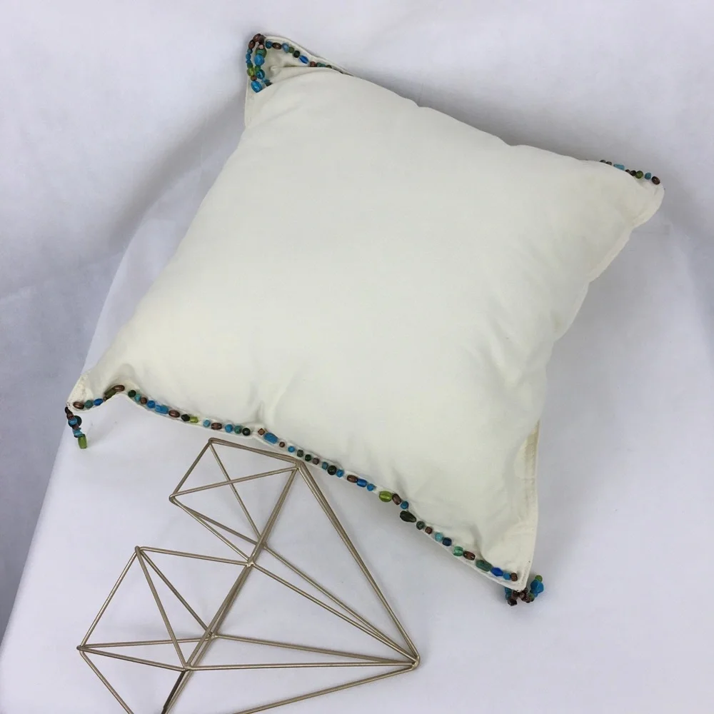 Turquoise & Glass Beaded Accent Pillow